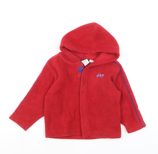 Baby Gap Red Fleece Hooded Basic Jacket 18-24 Months Unisex Winter Coat