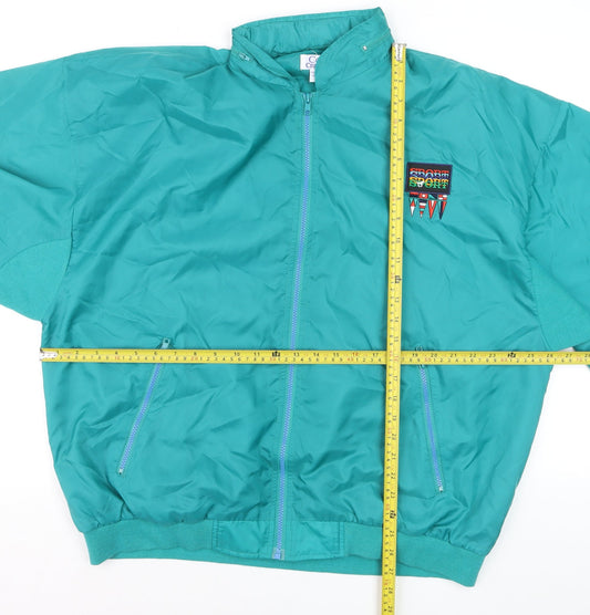 Costa Crociere Mens Green L Nylon Windbreaker Jacket Retro 90s Style