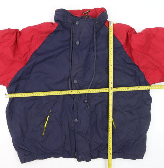 Mighty-Mac Men's Blue & Red XL Retro Hooded Puffer Jacket