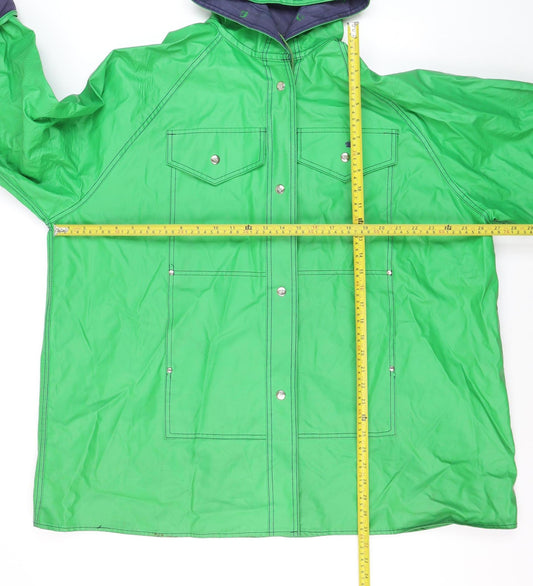 Lot One Men’s Green Waterproof Hooded Rain Coat L Vintage Windproof