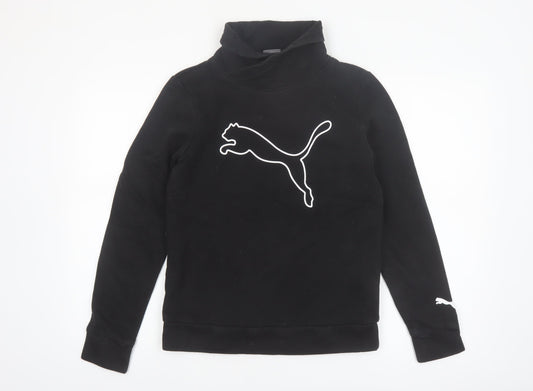 Puma Womens Black Small Pullover Sweatshirt with Logo Print