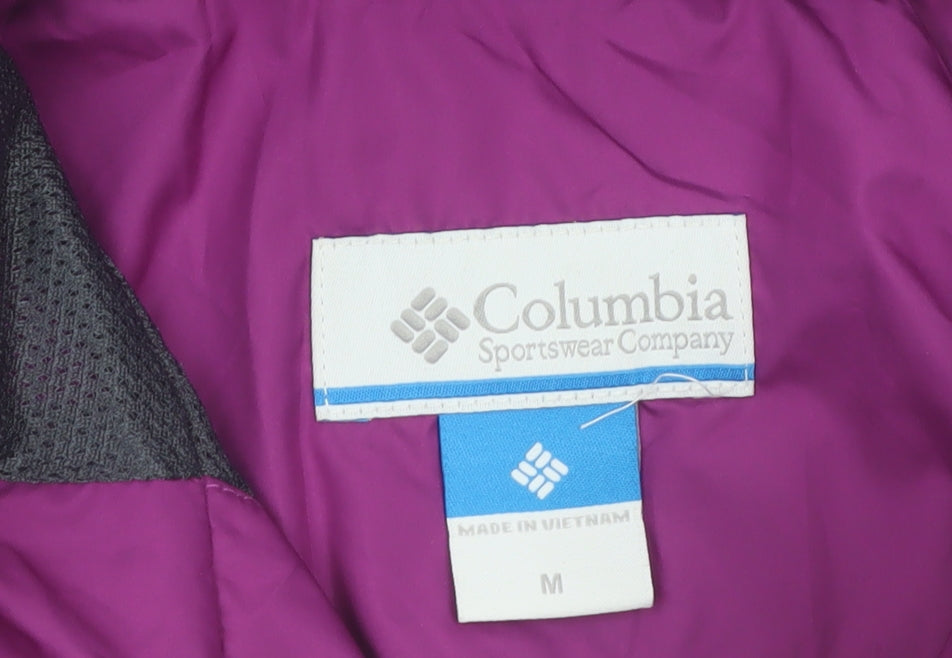 Columbia Women Purple Waterproof Hooded Rain Jacket Size M