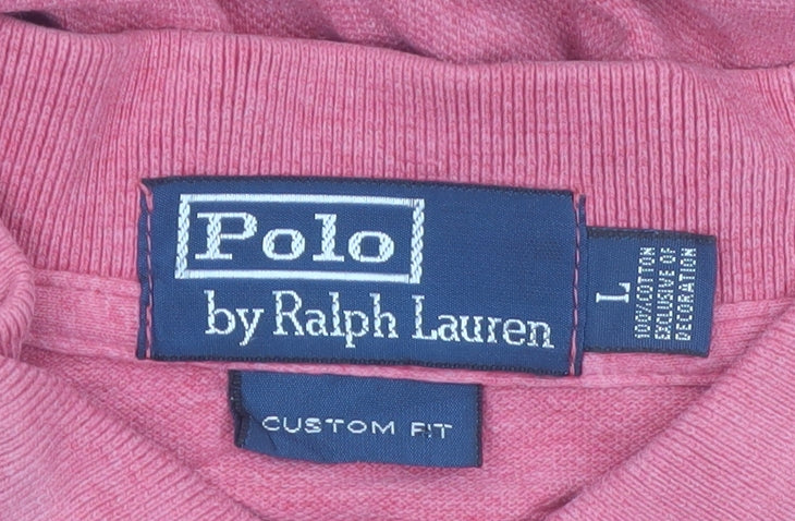 Ralph Lauren Men's Pink Custom Fit Cotton Polo Shirt L