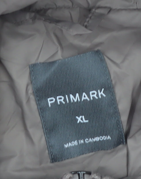 Primark Womens Beige Quilted Hooded Mid-Length Puffer Jacket XL