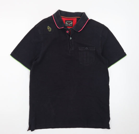 Luke Men's Black Logo Polo Shirt Size Large Short Sleeve Cotton