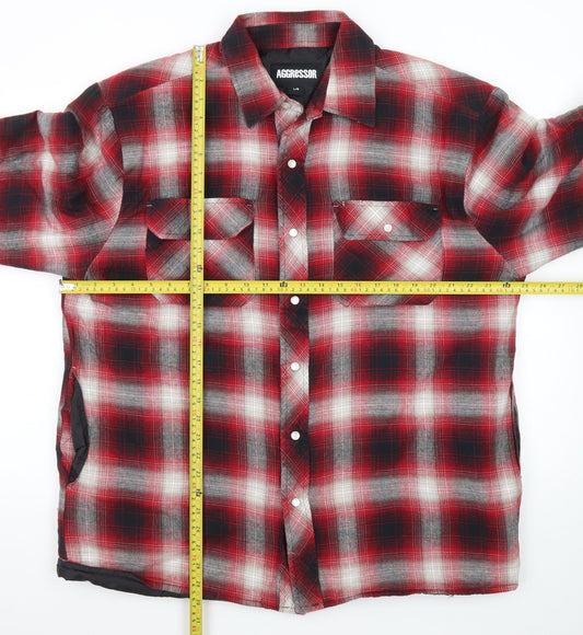 Aggressor Men's Red Checked Quilted Flannel Jacket L