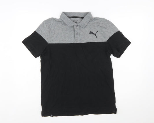 Puma Men's Black & Grey Colourblock Polo Shirt Size S