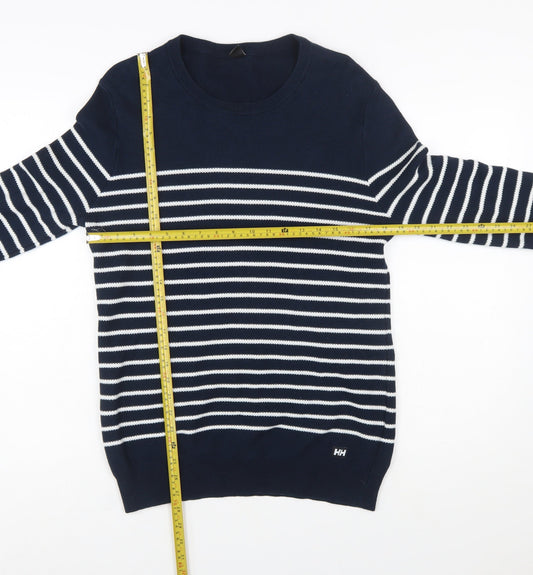 Helly Hansen Men's Blue Striped Cotton Crew Neck Jumper L Regular