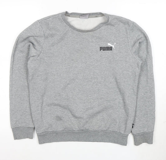 Puma Womens Grey XS Crew Neck Sweatshirt with Logo Print