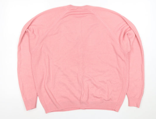Jonelle Womens Pink Acrylic Button Cardigan Size 18 Classic Knit