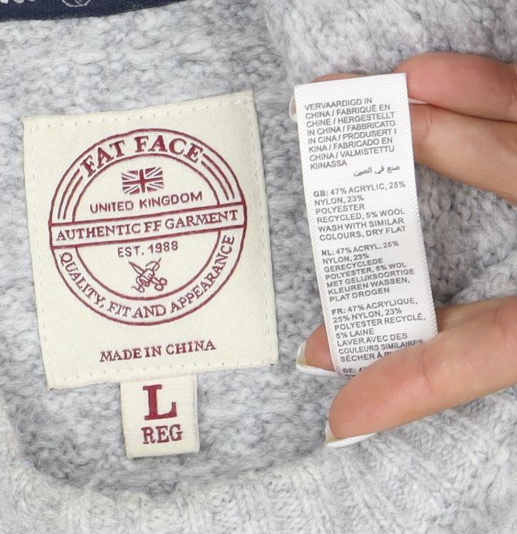 Fat Face Men's Grey Wool Blend Crew Neck Jumper Size L