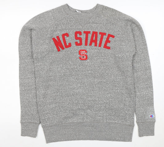 Champion Men's Grey NC State Embroidered Logo Pullover Sweatshirt S