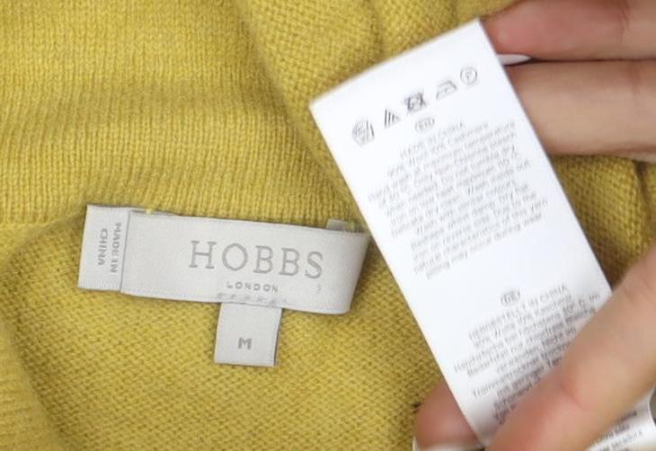 Hobbs Women Yellow Wool Cashmere Roll Neck Jumper M
