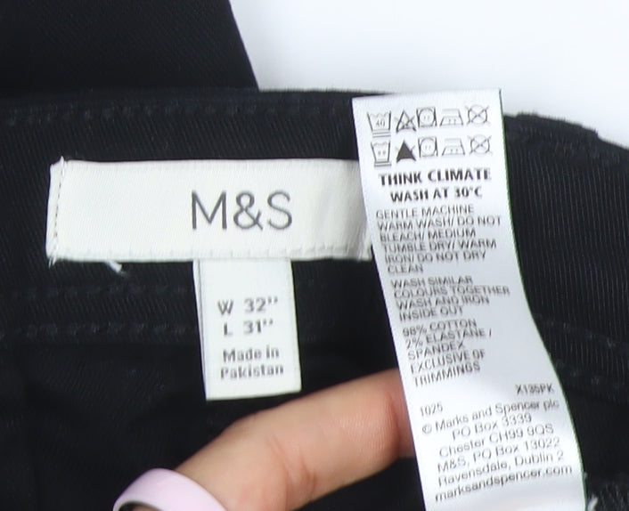 Marks and Spencer Men's Black Cargo Tapered Fit Trousers 32W 31L