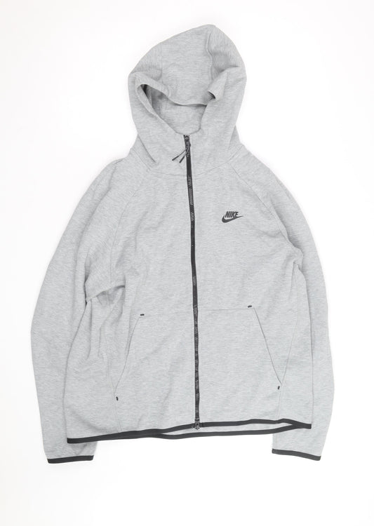 Nike Men's Grey Full Zip Hoodie Size L Regular Fit Sportswear