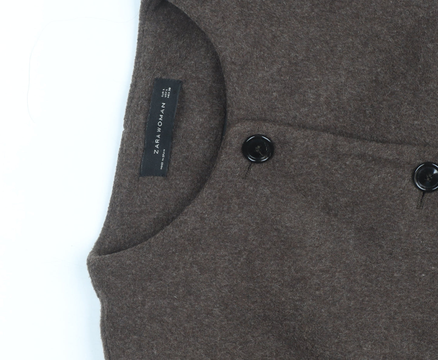 Zara Woman Brown Wool Mid-Length Coat Women’s L Classic Style