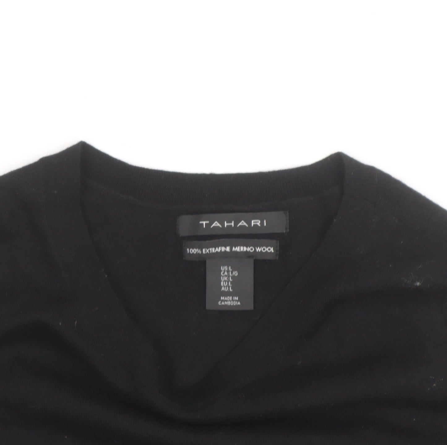 Tahari Womens Black Extrafine Merino Wool Sleeveless Jumper Size L