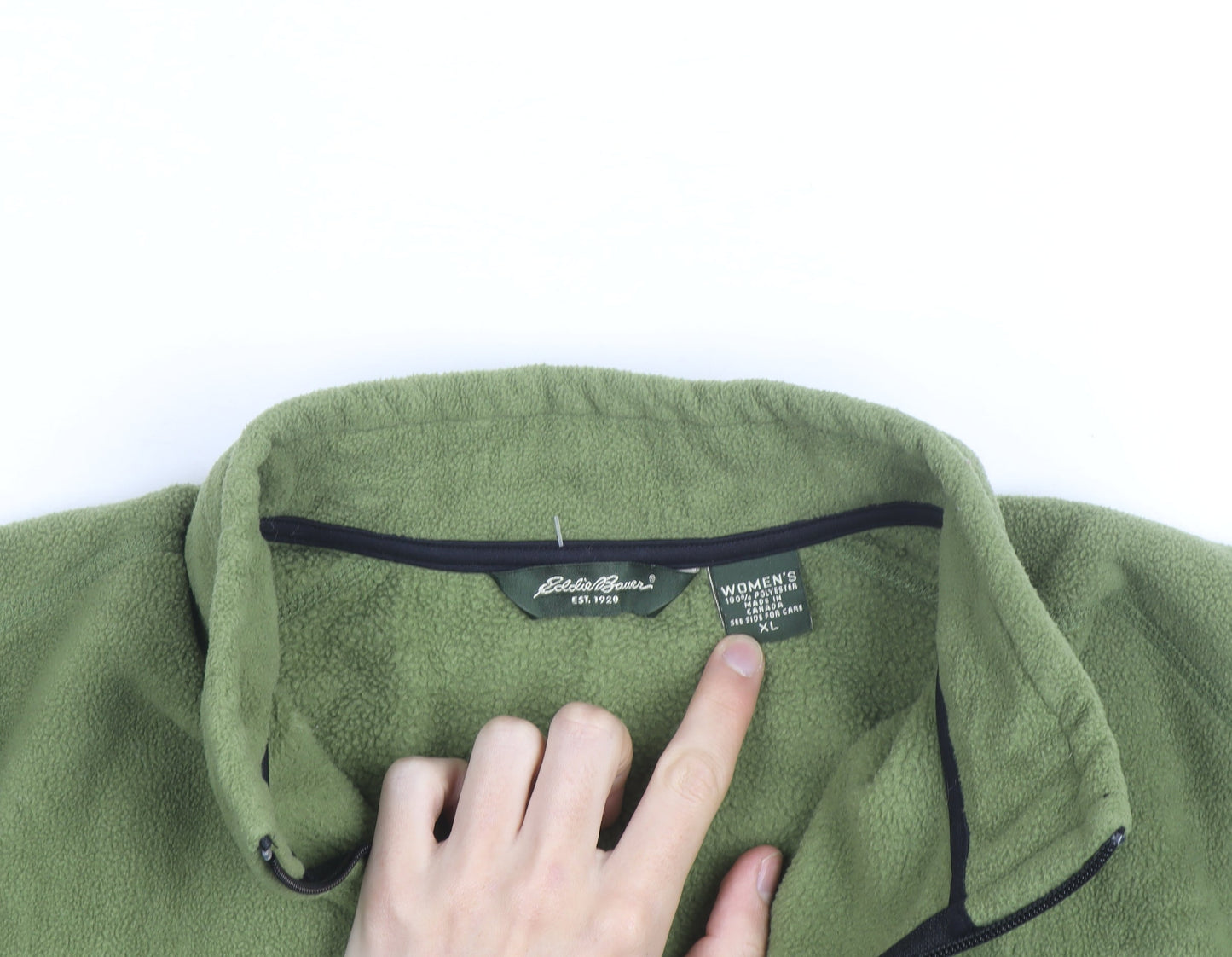 Eddie Bauer Women's Green Fleece Full Zip Hiking Jacket Size XL