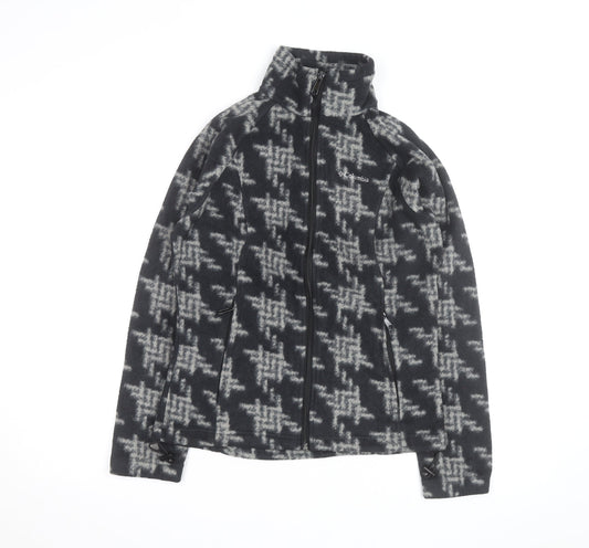 Columbia Boys Black Houndstooth Fleece Zip Jacket M Hiking Outdoor