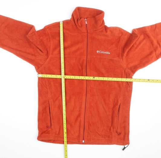 Columbia Men's Orange Fleece Full Zip Jacket Size M Outdoor Hiking