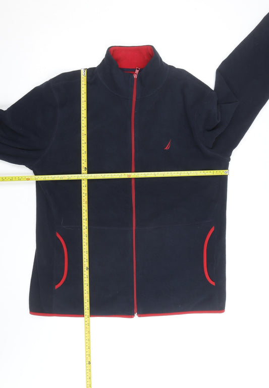 Nautica Men's Blue Red Fleece Full Zip Jacket XL