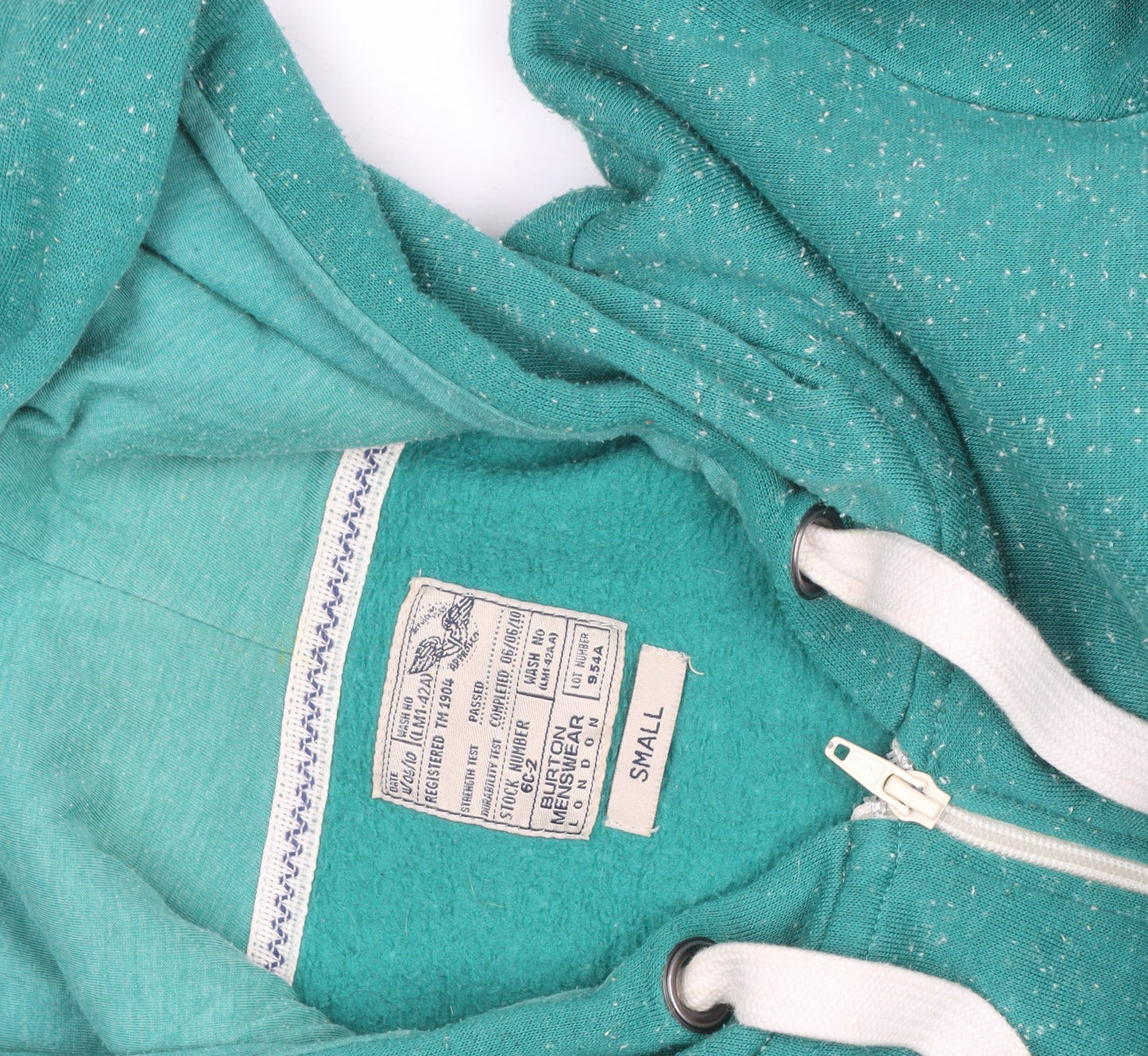 Benetton Men's Green Full Zip Hoodie Small Regular Fit Fleece
