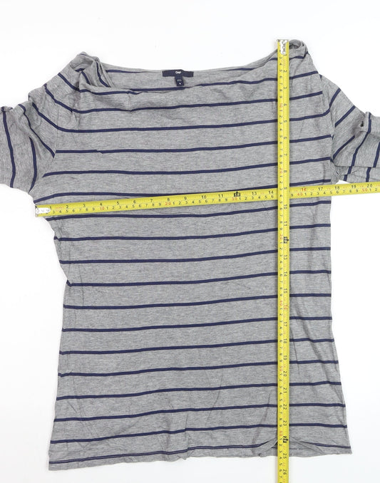 Gap Women’s Grey Striped Boat Neck 3/4 Sleeve Jersey Top Size M