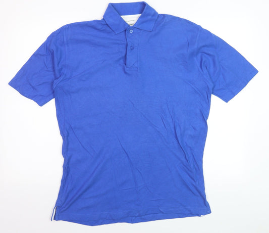 Greenwoods Mens Blue Cotton Short Sleeve Polo Shirt Medium