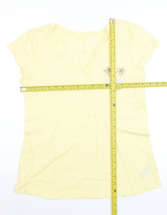 GAP Women’s Yellow V-Neck Short Sleeve Cotton T-Shirt Size M