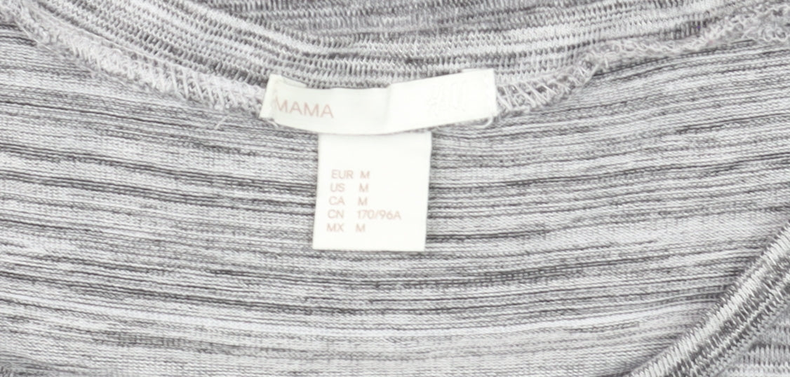 H&M MAMA Women's Grey Striped Long Sleeve Maternity Top Size 12