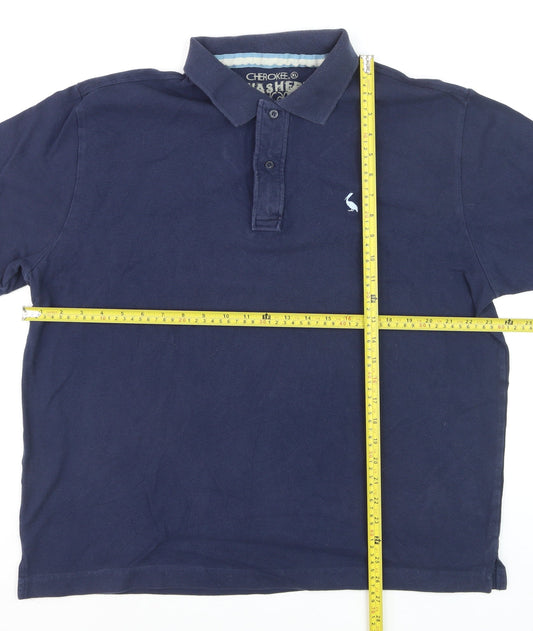 Cherokee Men’s Blue Cotton Polo Shirt XL Beach Logo