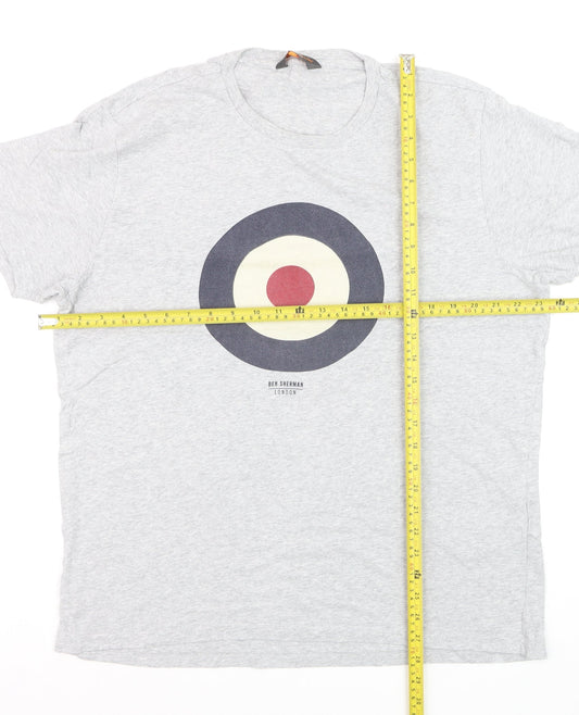 Ben Sherman Men's Grey Mod Target Graphic T-Shirt Size L