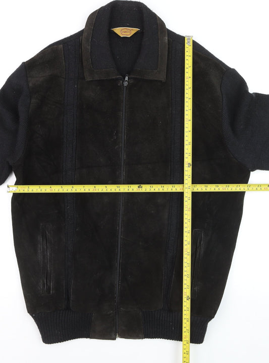 Gabicci Men's Black 3XL Wool Leather Bomber Jacket