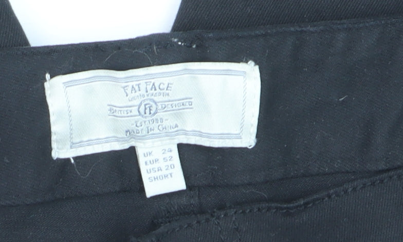 Fat Face Women's Black Cargo Trousers Size 24 Short Cotton Stretch