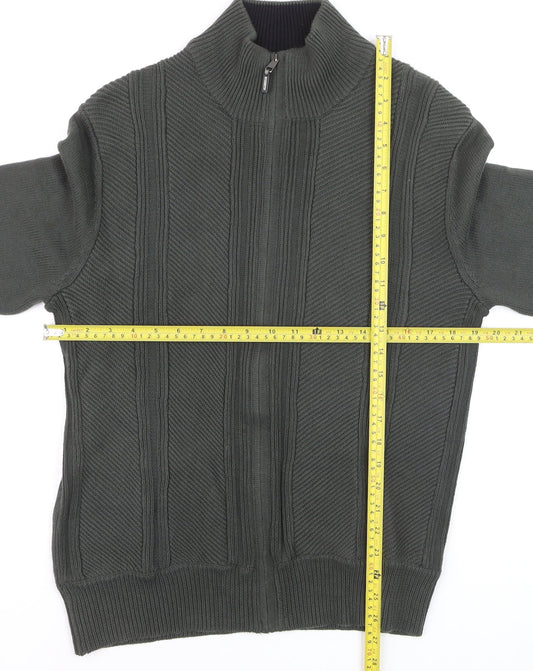 Calvin Klein Men's Green Full Zip Knit Jumper Size M