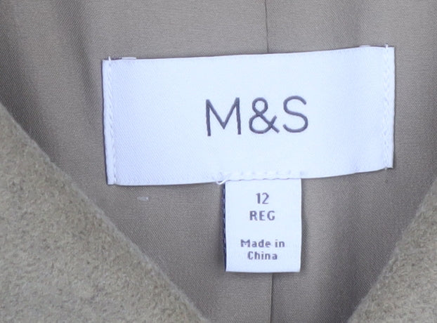 Marks and Spencer Women's Beige Mid-Length Overcoat Size 12 Regular