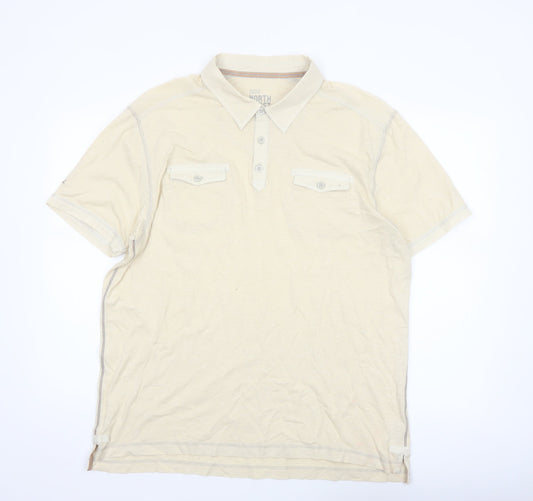 Marks and Spencer North Coast Beige Men's L Cotton Polo Shirt