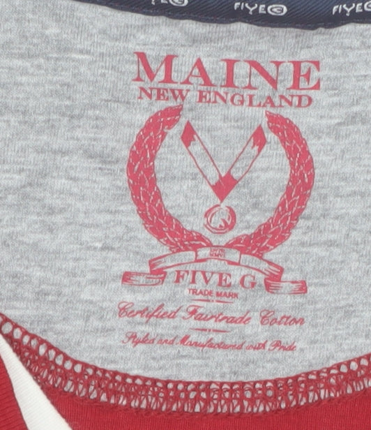 Maine New England Men's Red V-Neck Cotton T-Shirt Size L