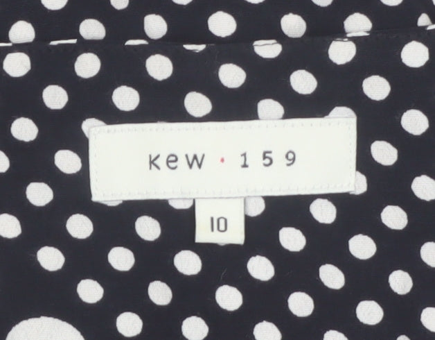 Kew 159 Women Black Polka Dot Sleeveless Ruffle Tunic Blouse Size 10