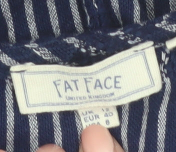 Fat Face Women Blue Striped Sleeveless Tunic Blouse Size 12