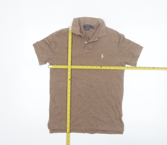 Ralph Lauren Men's Brown Slim Fit Polo Shirt Size S Cotton