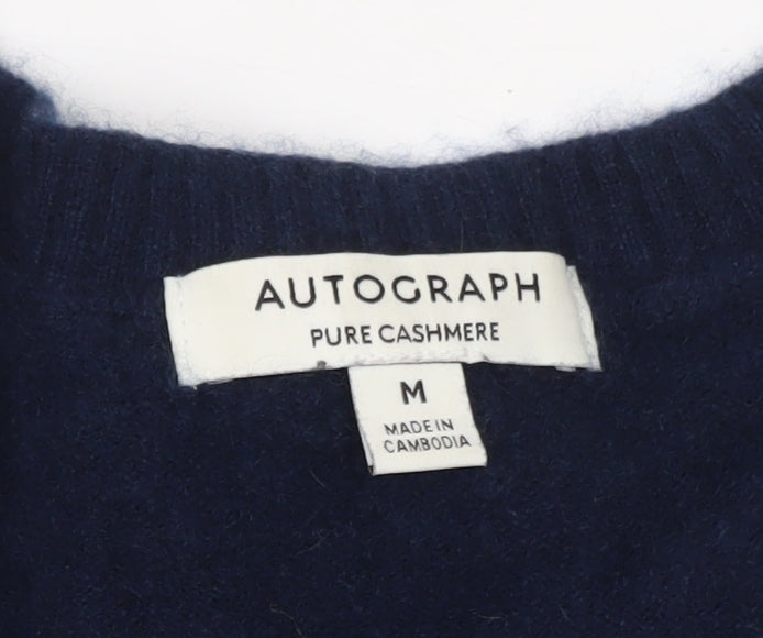 Marks and Spencer Women’s Blue Pure Cashmere V-Neck Jumper M