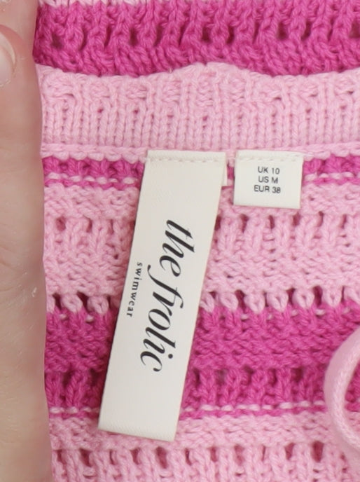 The Frolic Womens Pink Crochet Strappy Slip Dress Size 10