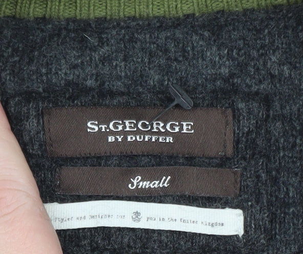 St. George by Duffer Men's Grey Wool Full Zip Jumper Small
