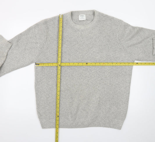 Marks and Spencer Mens Grey Chunky Knit Pullover Jumper XL Regular