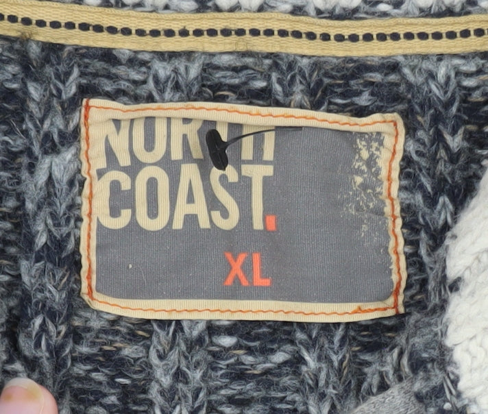 North Coast Men’s Grey XL Chunky 1/4 Zip Knit Jumper