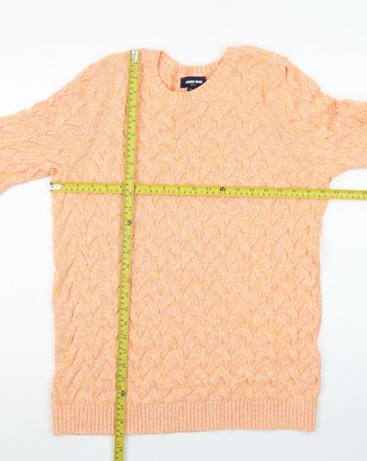 Lands' End Women's Orange Cable-Knit Cotton Jumper Size L