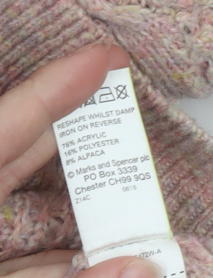 Marks and Spencer Women’s Pink Chunky-Knit Pullover Jumper Size 10