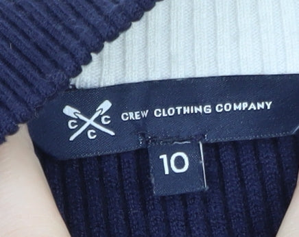 Crew Clothing Women’s Blue Striped Henley Mock Neck Jumper Size 10
