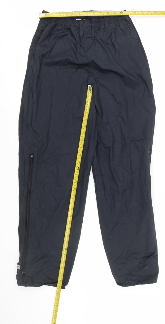 Horizon Womens Black Waterproof Rain Trousers L Elastic Waist